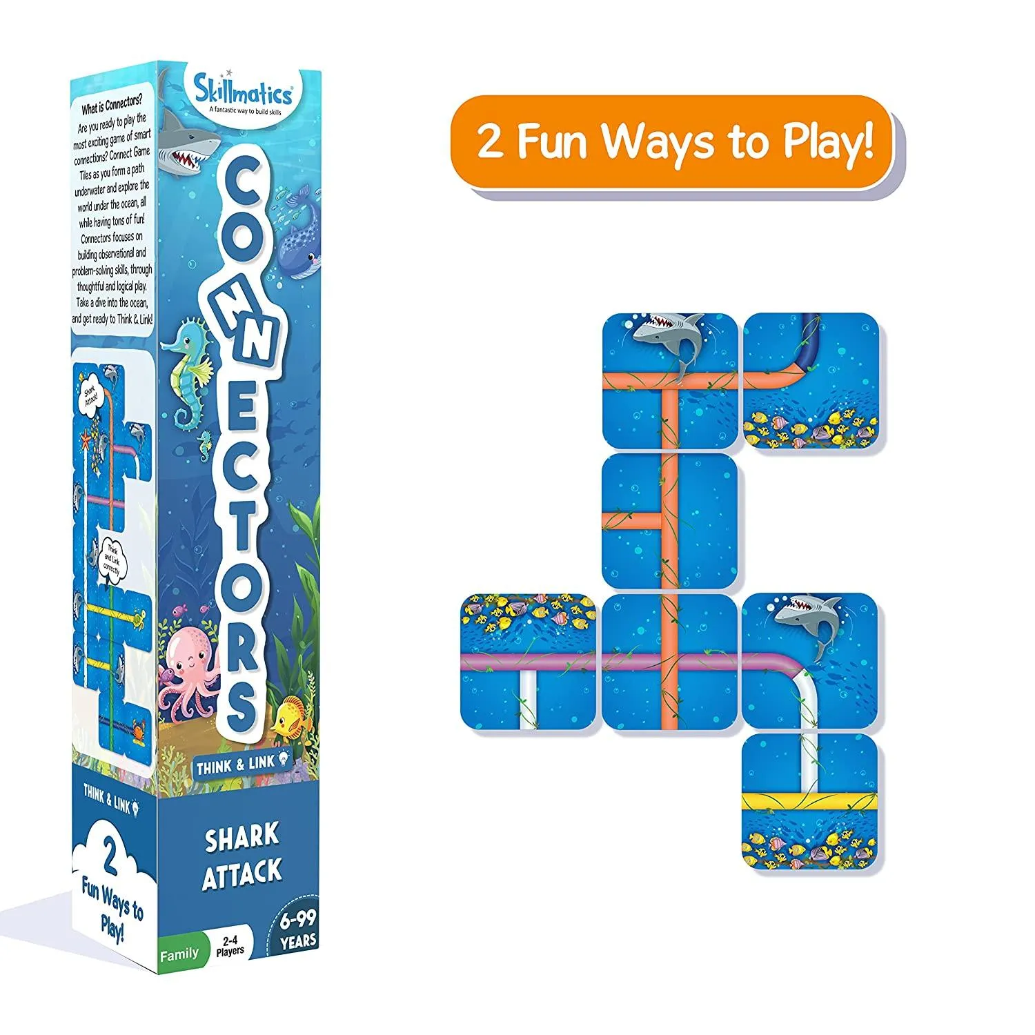 Skillmatics Connectors Think & Link Shark Attack - Family Game for Ages 6 