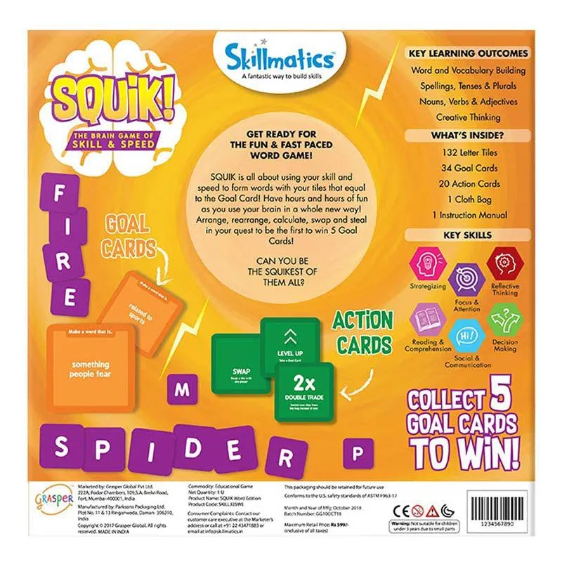 Skillmatics Squik - The Brain Game of Skill and Speed - The Word Edition