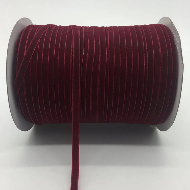 Velvet Single Face 6mm Soft Ribbon per 10 mtrs - Burgundy Red