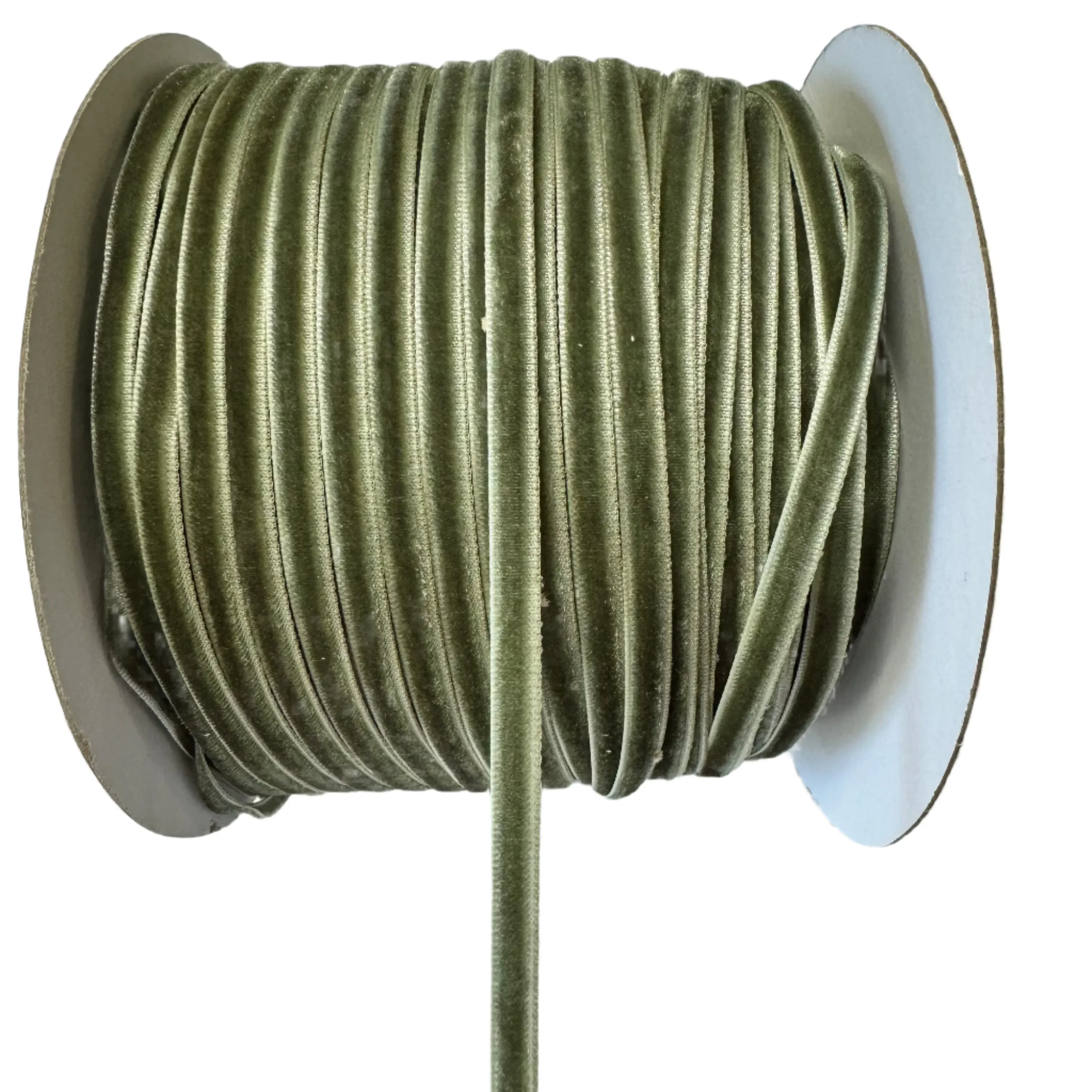 Velvet Single Face 6mm Soft Ribbon per 10 mtrs - Moss