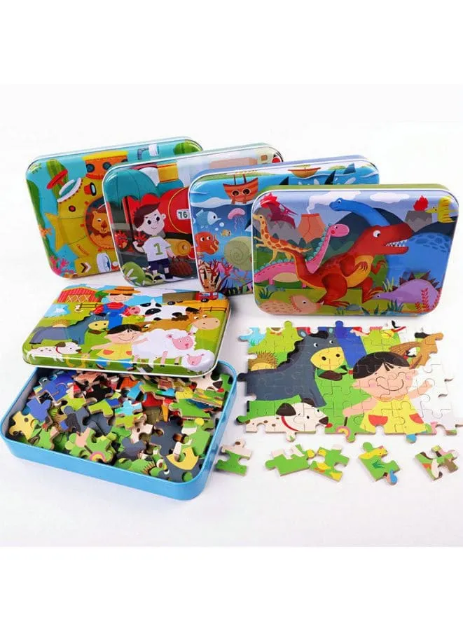 Wooden Jigsaw 120 Pieces Cartoon Animals Fairy Tales Puzzles Children Wood Early Learning Set Montessori Education Toy Kids Gift, Submarine