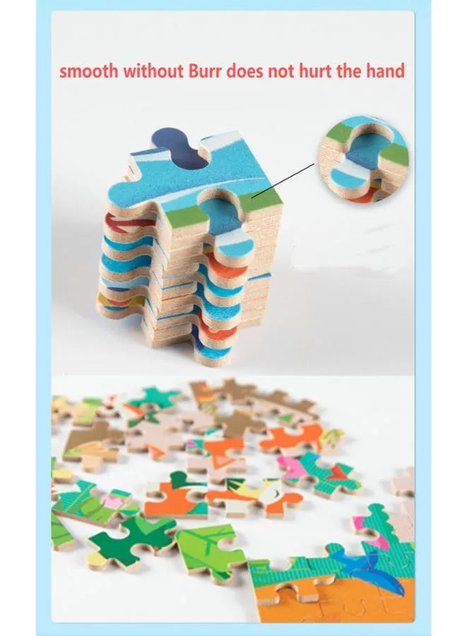 Wooden Jigsaw 120 Pieces Cartoon Animals Fairy Tales Puzzles Children Wood Early Learning Set Montessori Education Toy Kids Gift, Submarine